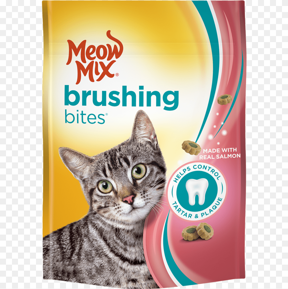 Meow Mix Brushing Bites Cat Treats Chicken Dental Bites, Advertisement, Poster, Animal, Mammal Png Image