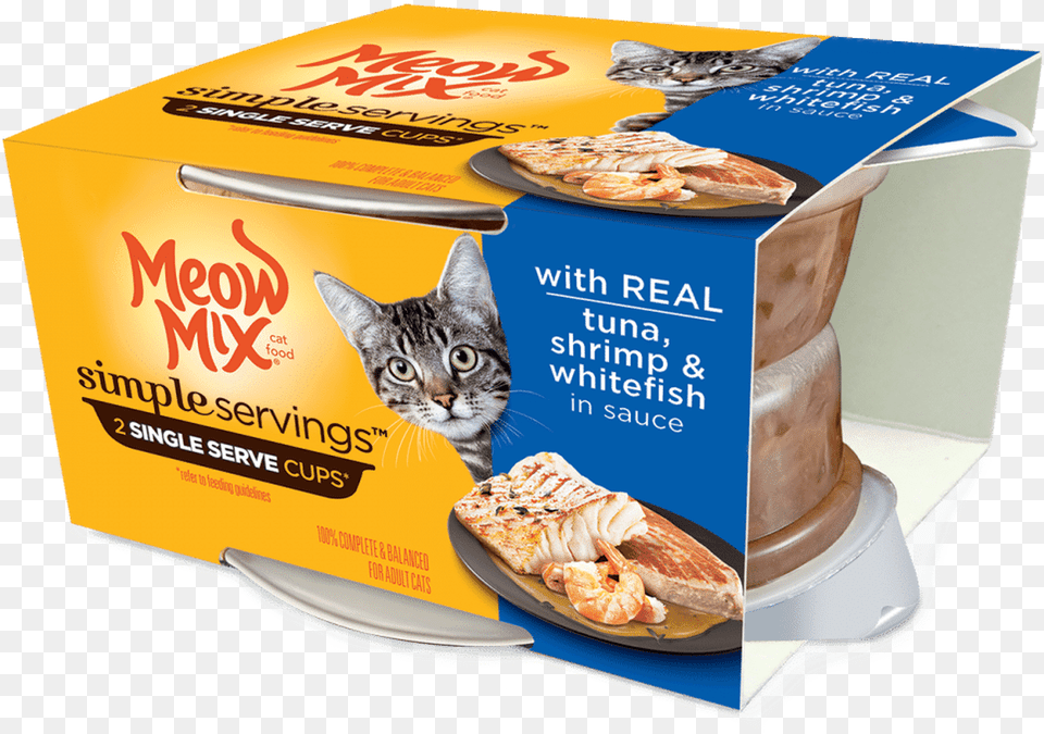 Meow Mix Simple Servings Adult Tuna Shrimp And Whitefish Meow Mix Single Servings, Advertisement, Poster, Animal, Cat Free Png
