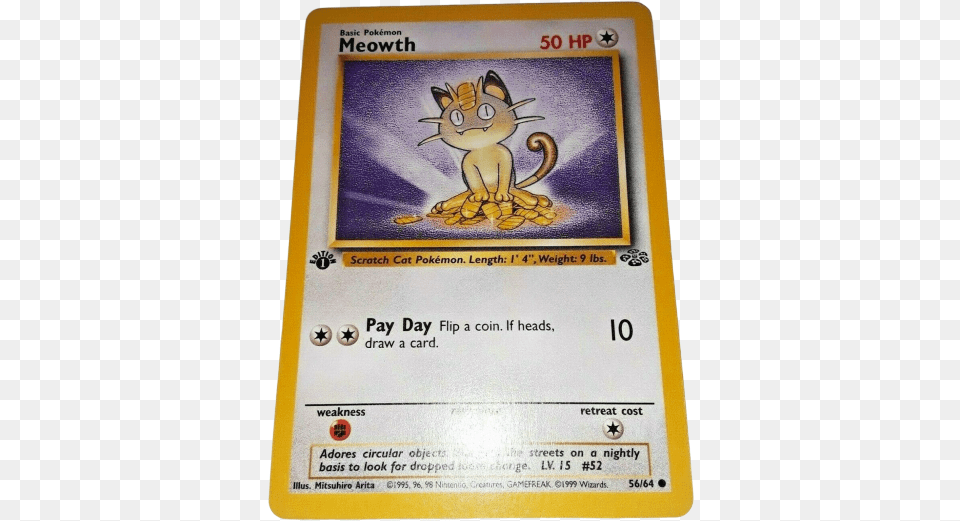 Meowth Pokemon Card 1st Edition Jungle Set 5664 Nmmint Meowth Jungle Gold Border, Text Png