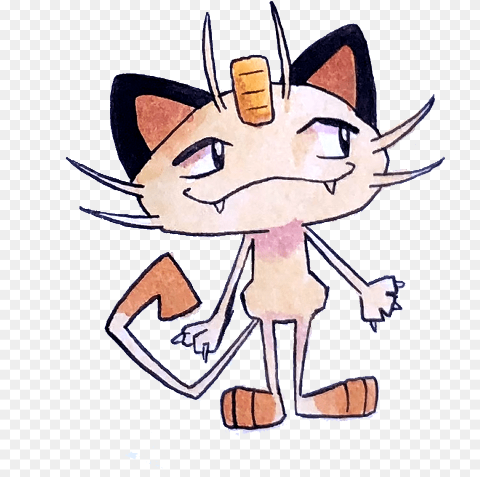 Meowth Print Sold By Abbeyrose Fictional Character, Person, Face, Head, Art Free Transparent Png