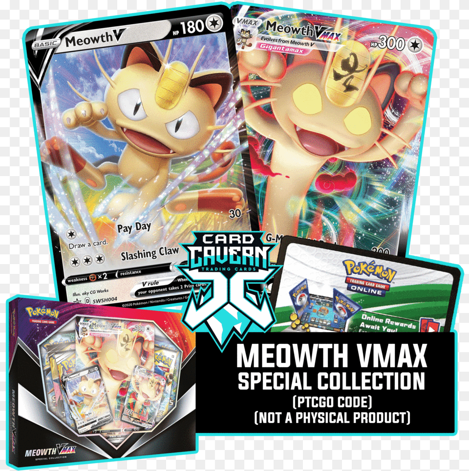 Meowth Vmax Special Collection Ptcgo Code Pokemon V Meowth Vmax, Book, Comics, Publication, Toy Png Image