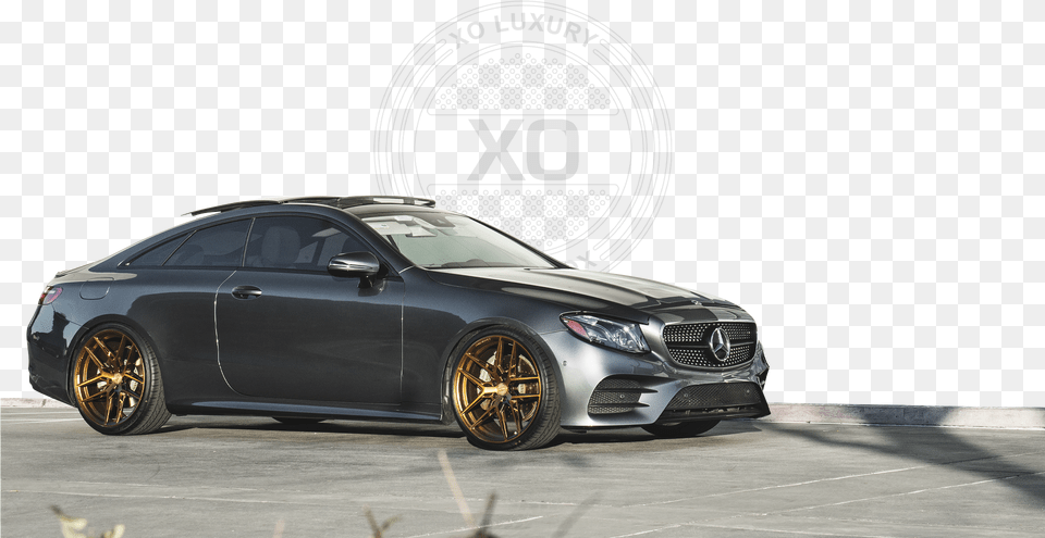 Mercedes Vehicle With Xo Logo Background Bronze Rims On Charcoal Car, Alloy Wheel, Transportation, Tire, Spoke Free Png