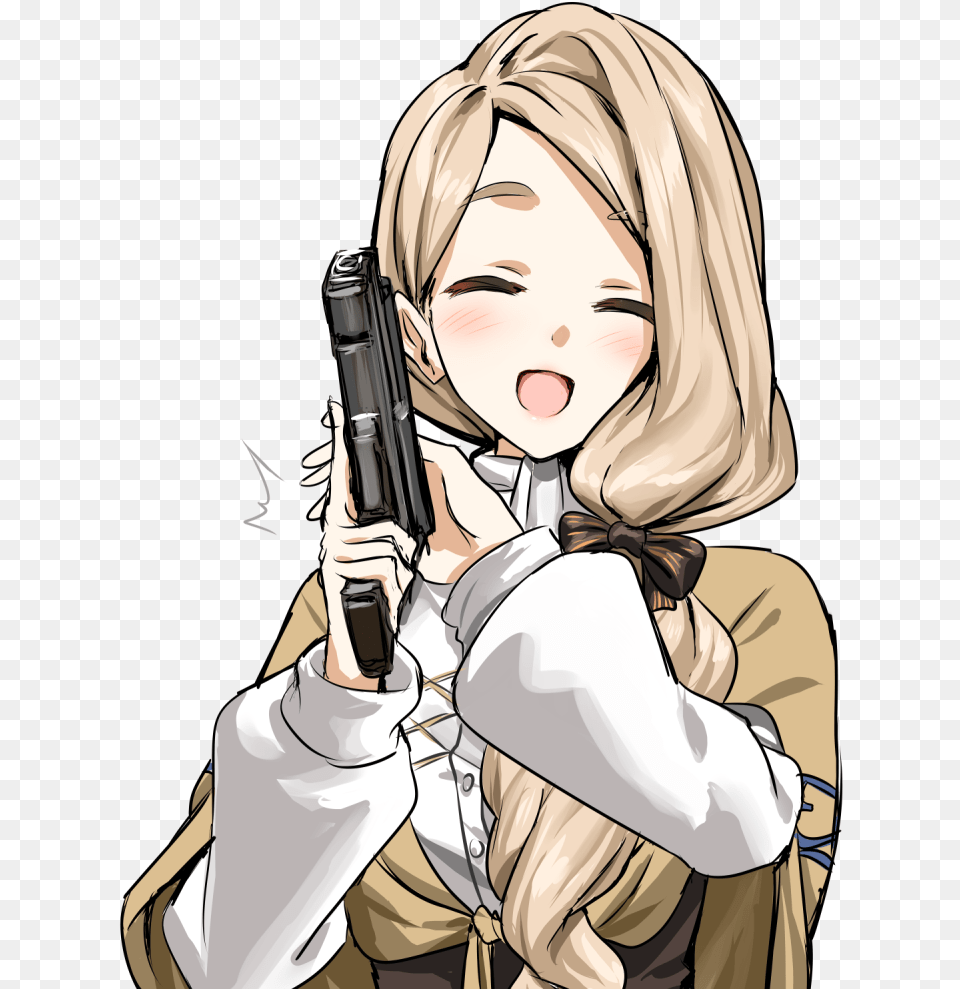 Mercedes With A Gun Fire Emblem Three Houses Fanart, Adult, Weapon, Publication, Person Png Image