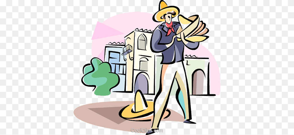 Merchant Selling His Sombreros Royalty Vector Clip Art, Clothing, Hat, Person, Cleaning Free Png Download