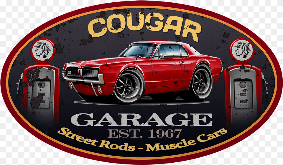 Mercury Cougar Hardtop Garage Sign Classic Car, Transportation, Sports Car, Spoke, Vehicle Free Transparent Png