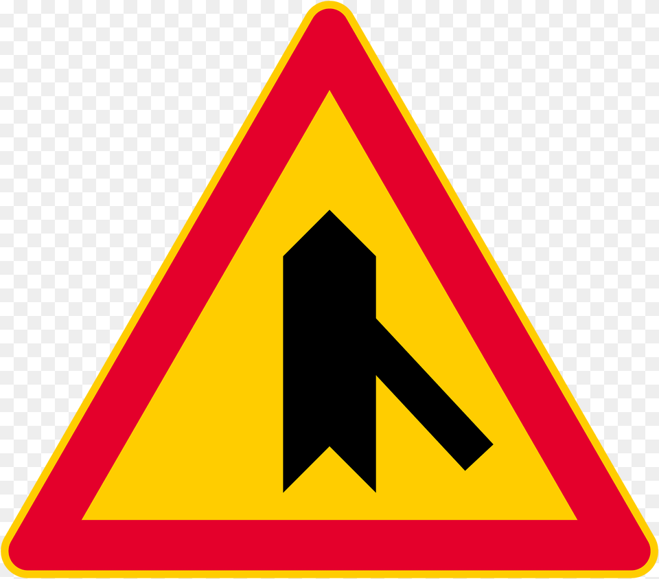 Merging Traffic Sign In Finland Clipart, Symbol, Road Sign Free Png