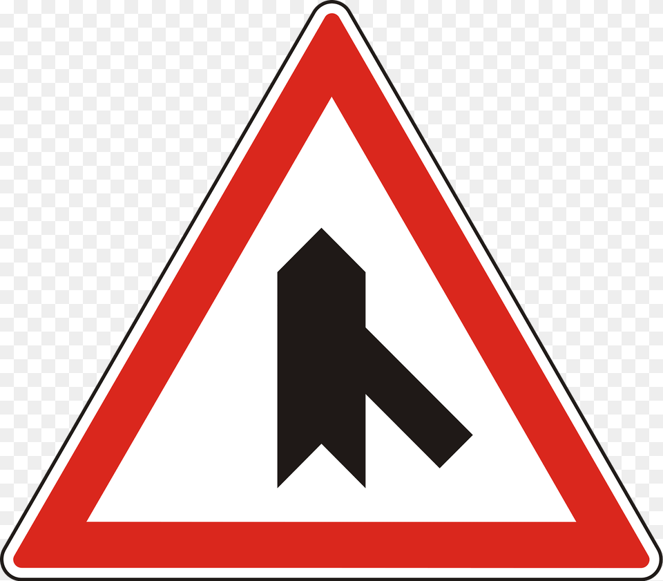 Merging Traffic Sign In Hungary Clipart, Symbol, Road Sign Free Png
