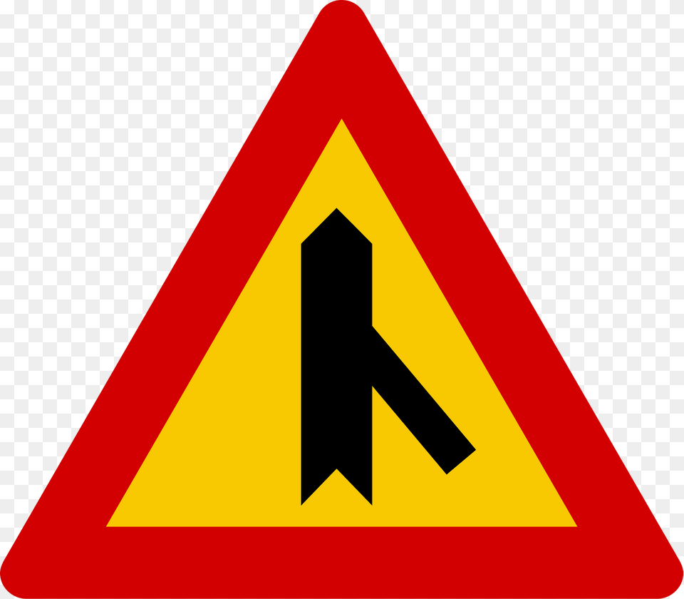 Merging Traffic Sign In Iceland Clipart, Symbol, Road Sign Png