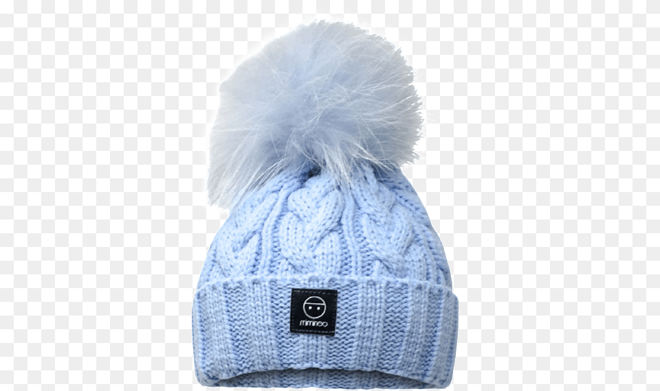 Merino Wool Single Pompom Braided Hat Base In Light Beanie, Cap, Clothing, Bonnet, Knitwear Png Image
