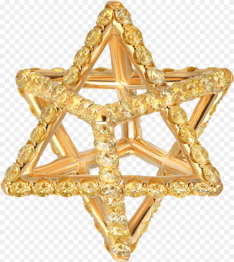 Merkaba Light Yellow Gold Pendant Necklace With Fancy Merkaba Yellow Diamond 18k Gold Pendant Drop Necklace, Accessories, Chandelier, Lamp, Symbol Free Png Download