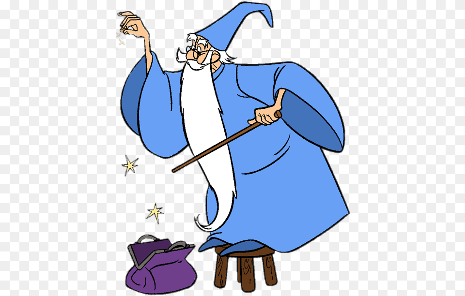 Merlin Adding Some Magic To His Bag Magician Merlin Wand Cartoon, People, Person, Performer, Cleaning Free Png Download