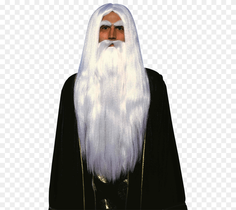 Merlin S Wizard Wig And Beard Set Warlock Beard, Face, Head, Person, Adult Free Transparent Png