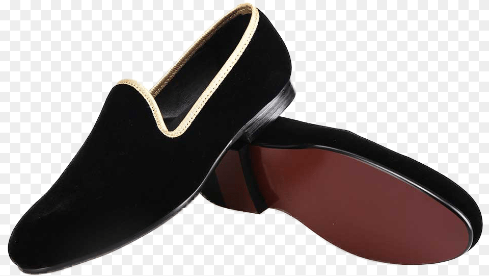 Merlutti Sliders Black Velvet Gold Trim Slip On Shoe, Clothing, Footwear, Clogs, Ping Pong Png