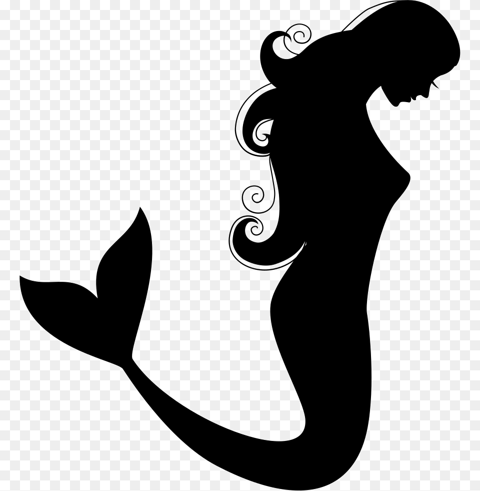 Mermaid, Silhouette, Stencil, Adult, Female Png