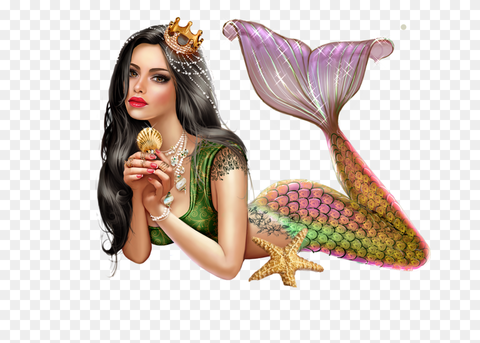 Mermaid, Accessories, Tattoo, Skin, Person Free Png