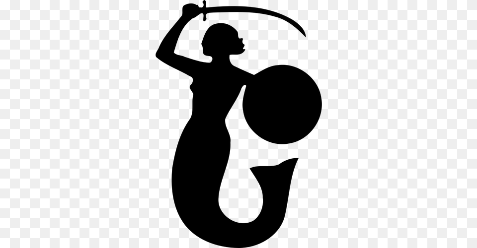 Mermaid And Sword, Gray Free Transparent Png