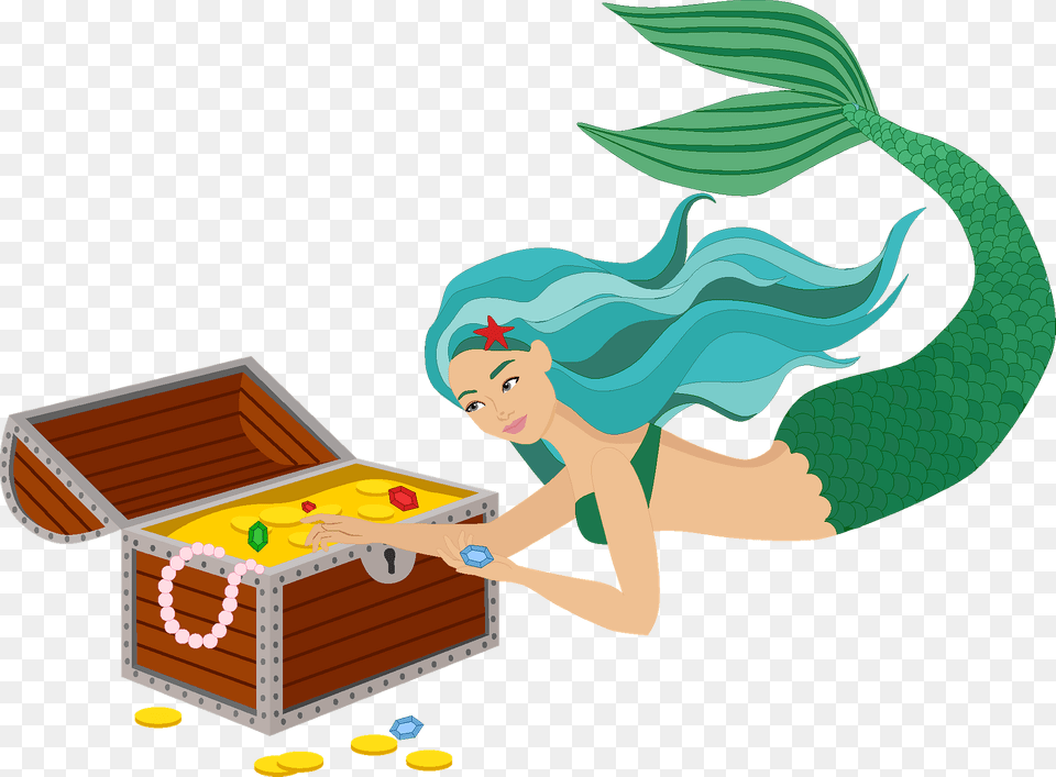 Mermaid And Underwater Treasure Clipart, Face, Head, Person, Adult Free Png