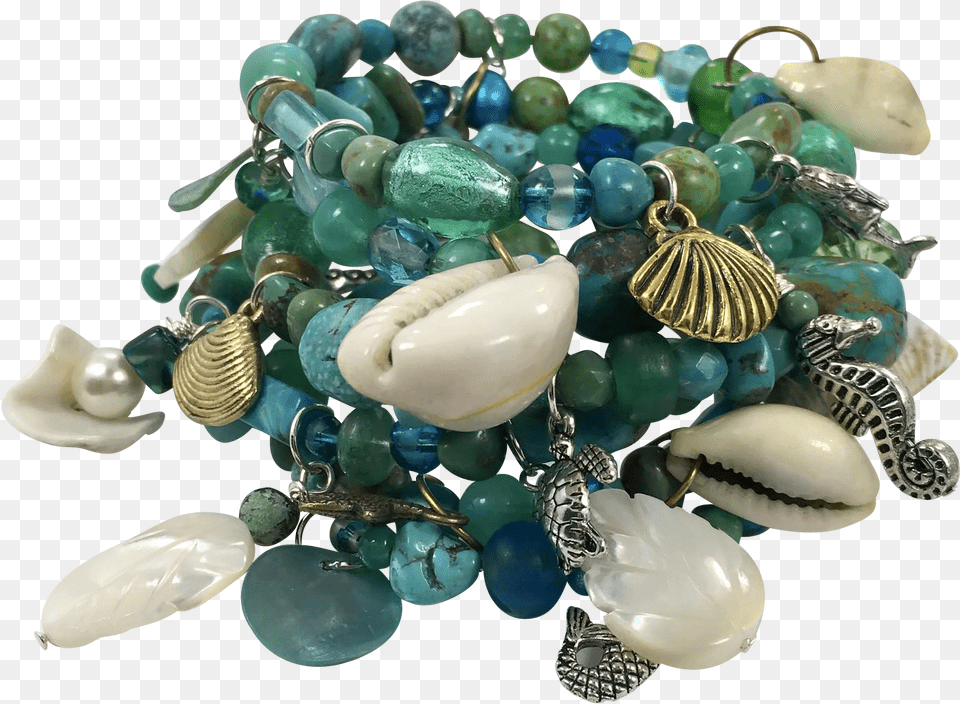 Mermaid Artisan Beaded Charm Bracelet Bead, Accessories, Seashell, Sea Life, Jewelry Png