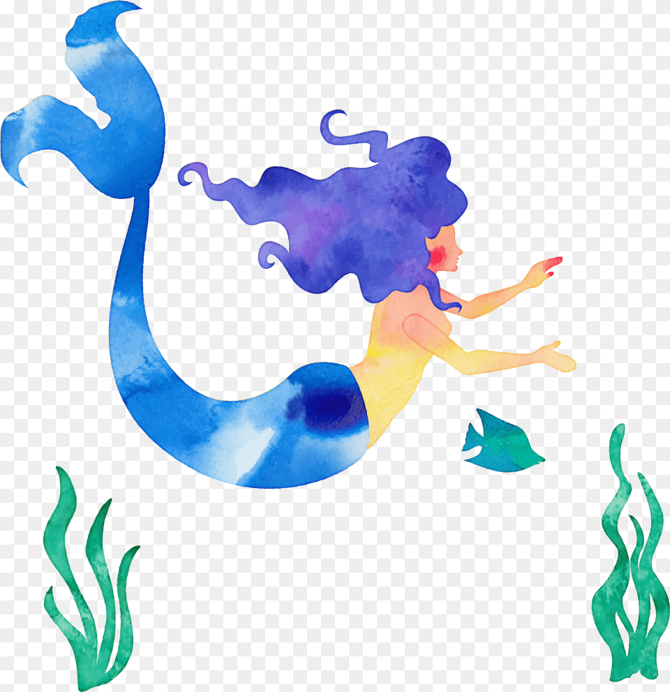 Mermaid Cartoon, Baby, Person, Art, Face Free Transparent Png