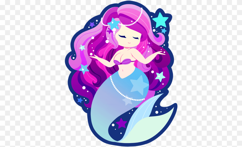 Mermaid Chibi, Purple, Art, Graphics, Person Png Image