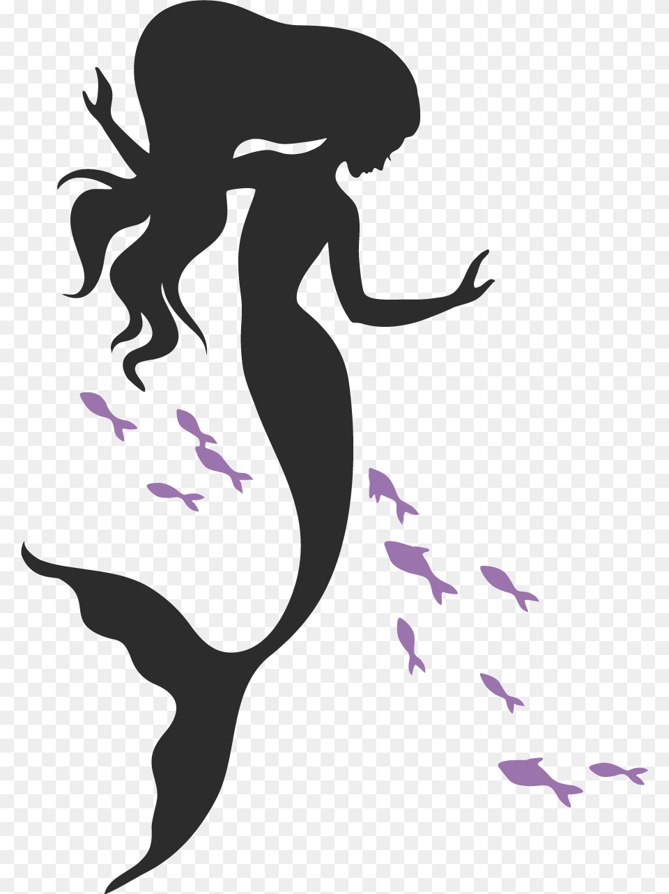Mermaid Clip Art Silhouette Ariel Illustration Long Mermaid Clipart, Person Free Png Download
