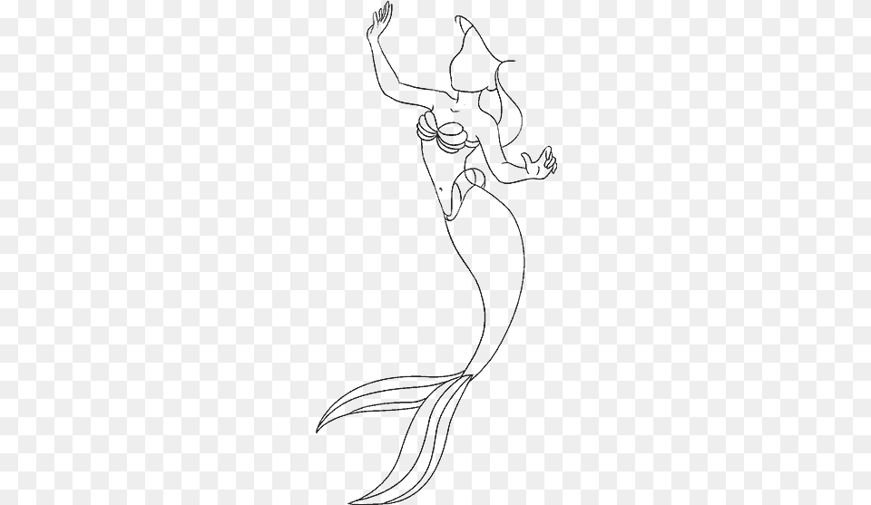 Mermaid Drawing Sketch, Gray Free Png Download