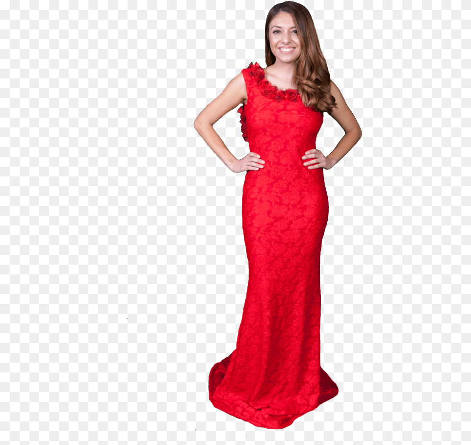 Mermaid Dress With Flower Detail Red, Adult, Person, Gown, Formal Wear Free Transparent Png