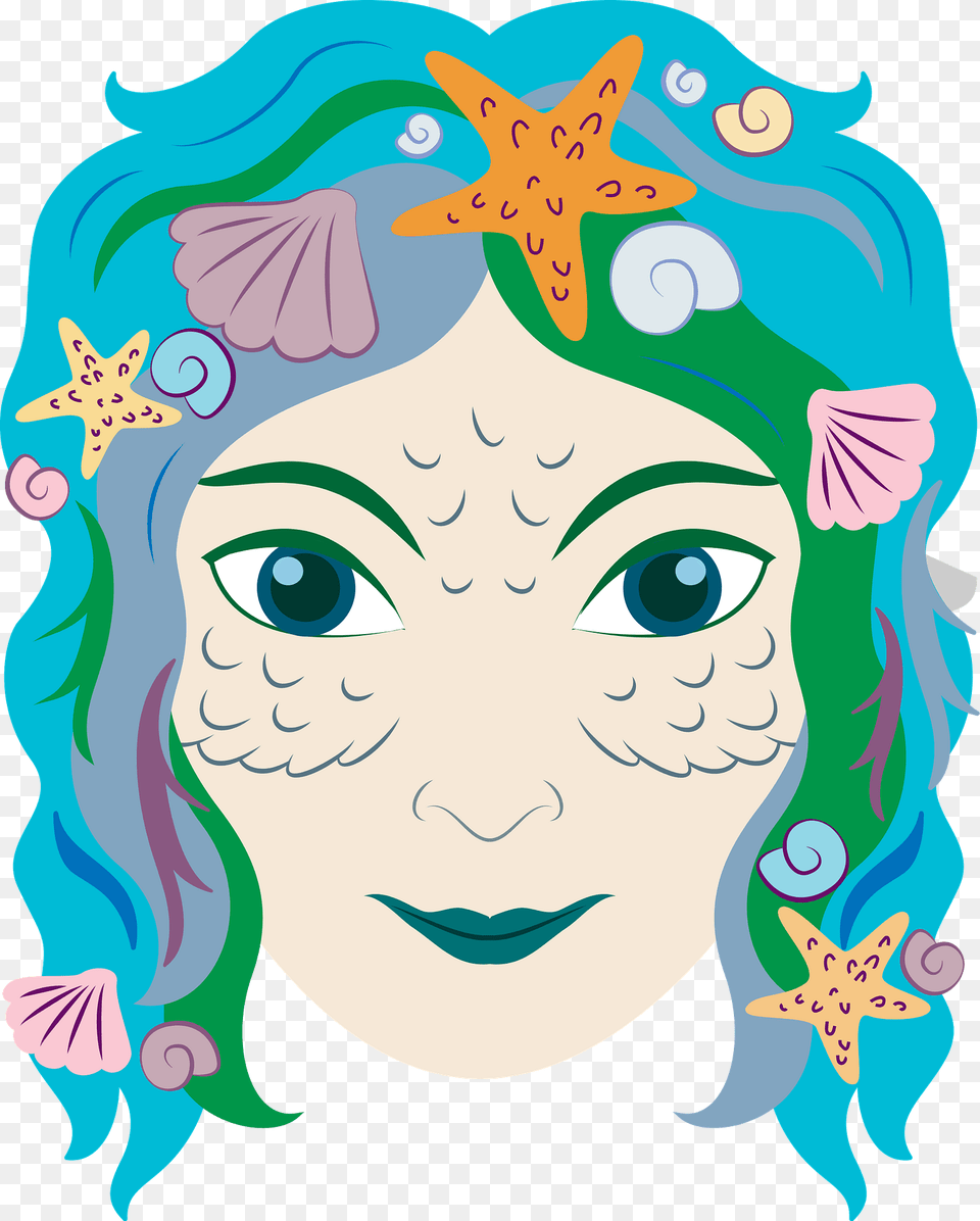 Mermaid Face Clipart, Art, Head, Person, Baby Png