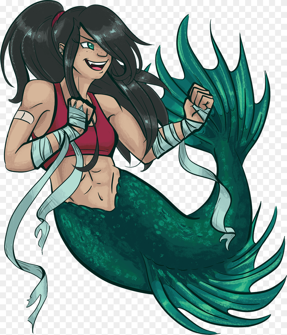 Mermaid Fighting Clipart, Book, Comics, Publication, Adult Free Transparent Png