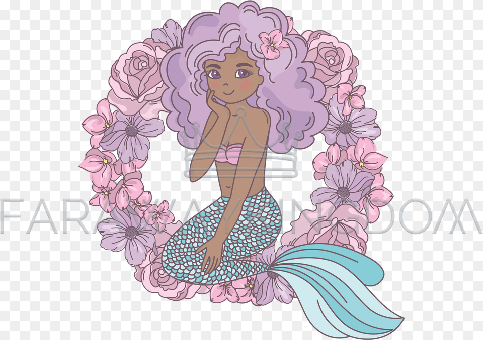 Mermaid Flowers Drawing, Pattern, Face, Head, Person Png Image