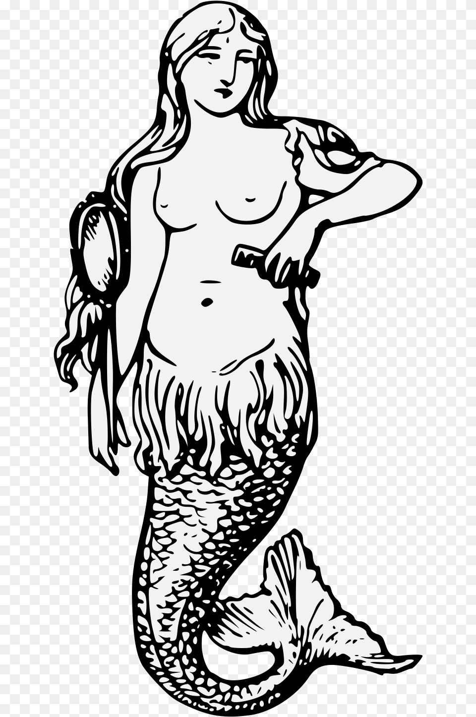 Mermaid Heraldry, Adult, Art, Male, Man Free Transparent Png