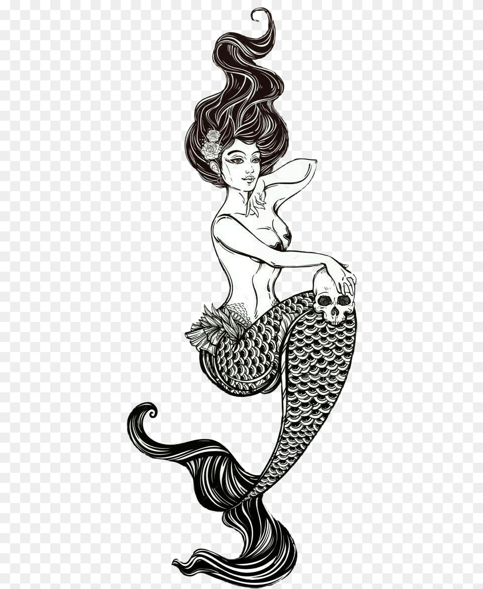 Mermaid Illustration Drawing Vector Graphics Clip Art Mermaid Sitting On Moon, Adult, Female, Person, Woman Free Png Download