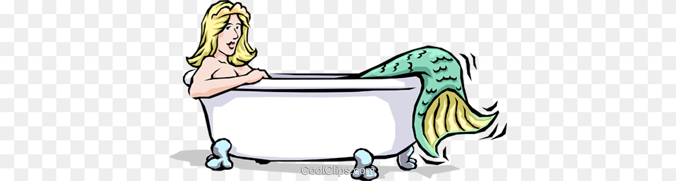 Mermaid In The Bathtub Royalty Vector Clip Art Illustration, Bathing, Person, Tub, Adult Free Png Download