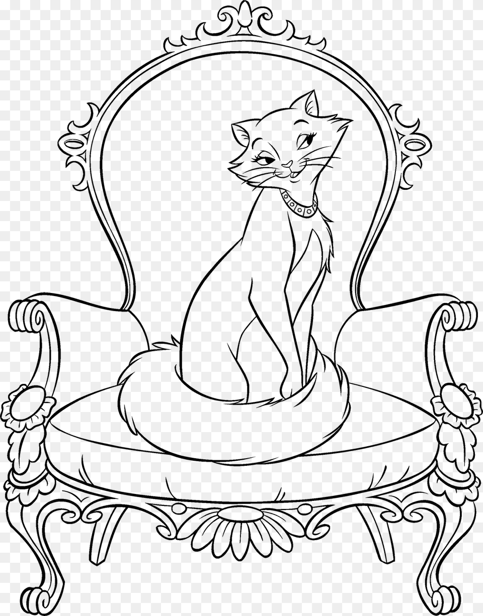 Mermaid Outline Aristocats Coloring Pages, Gray Free Png