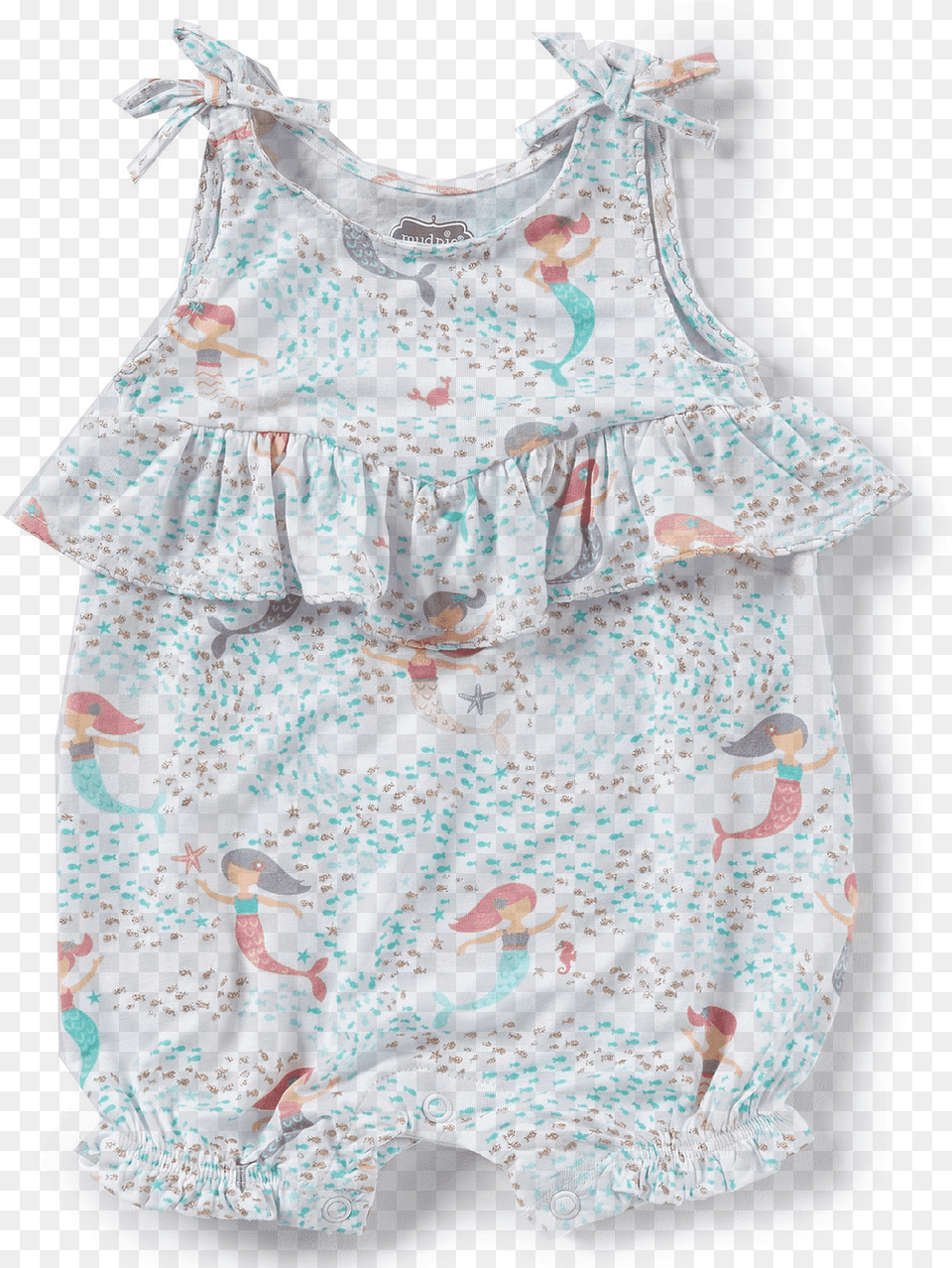 Mermaid Printed Bubble Romper Onesie Baby Pattern, Clothing, Vest, Dress, Person Png