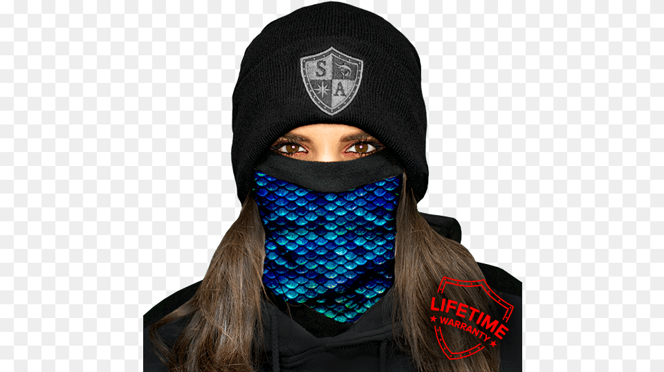 Mermaid Scales Fleece Lined Face Shield Tidal Wave Masks, Woman, Adult, Person, Female Free Transparent Png