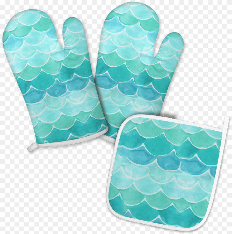 Mermaid Scales Oven Mitts And Pot Holder Set Paper, Clothing, Glove, Footwear, Shoe Png Image