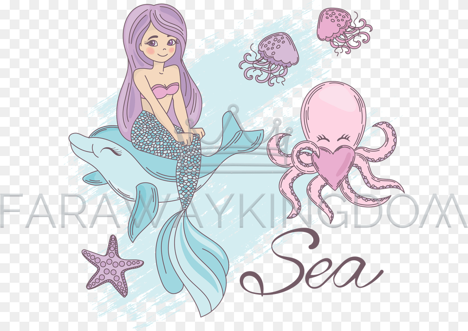 Mermaid Sea Cartoon Travel Tropical Vector Illustration Set Vector Graphics, Adult, Person, Female, Woman Png Image