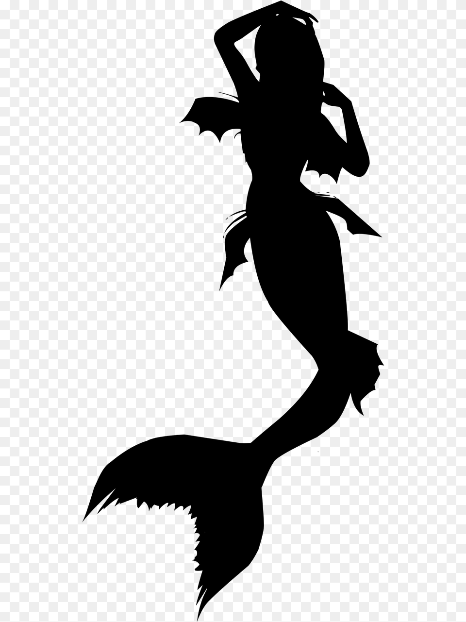 Mermaid Silhouette, Gray Free Png