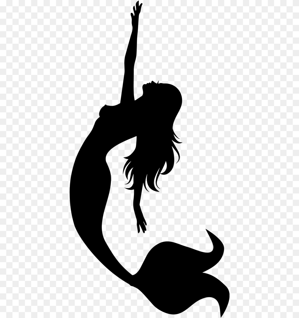 Mermaid Silhouette, Gray Free Png