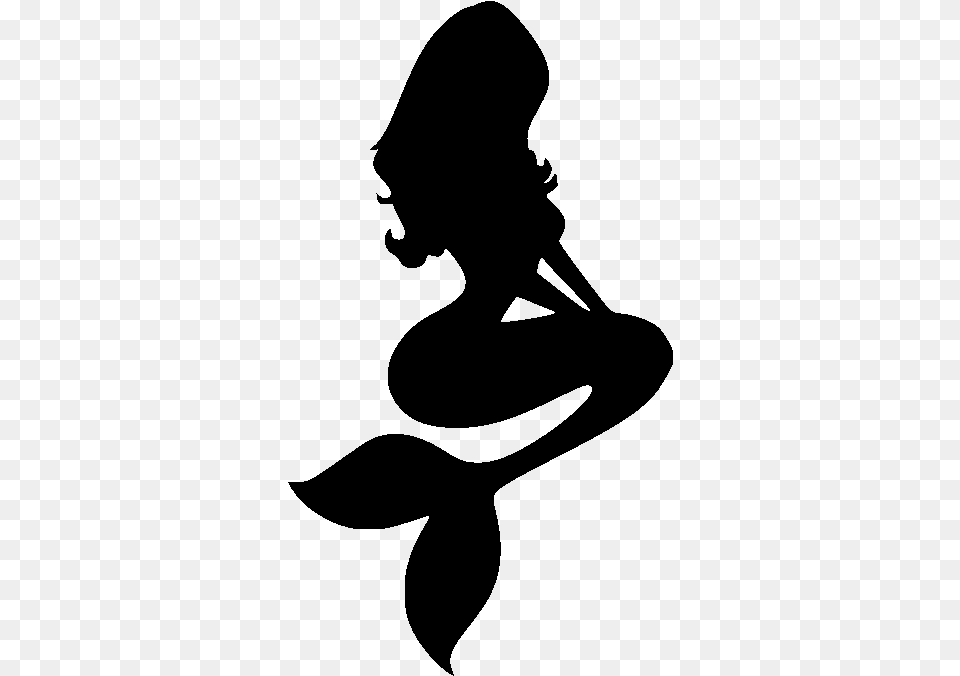 Mermaid Silhouette, Gray Png