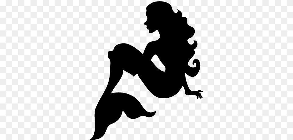 Mermaid Silhouette Group With Items, Stencil, Adult, Female, Person Png Image