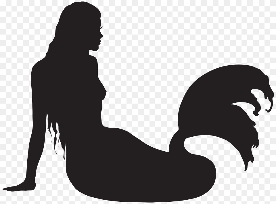 Mermaid Silhouette Group With Items Png