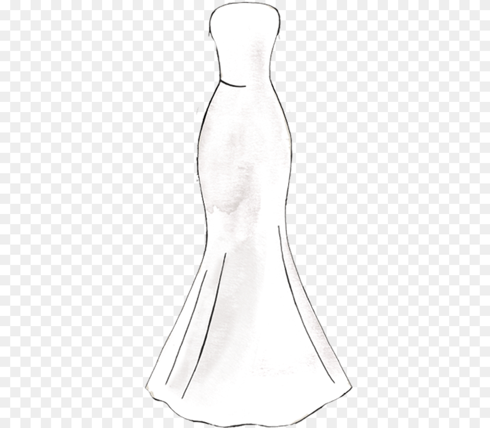 Mermaid Silhouette Sketch Large Wedding Dress, Clothing, Fashion, Formal Wear, Gown Png