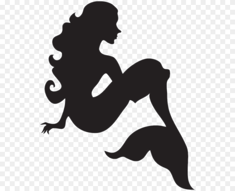 Mermaid Sitting Silhouette, Person, Stencil, Face, Head Free Png