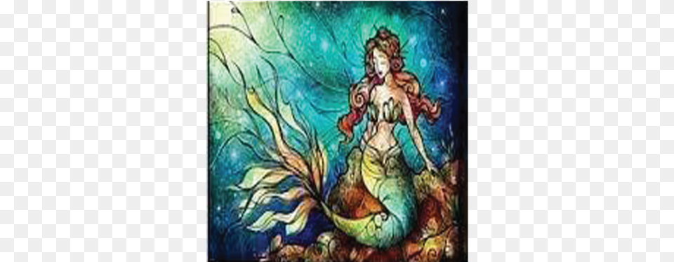 Mermaid Stained Glass Mermaid, Art, Modern Art, Painting, Person Png