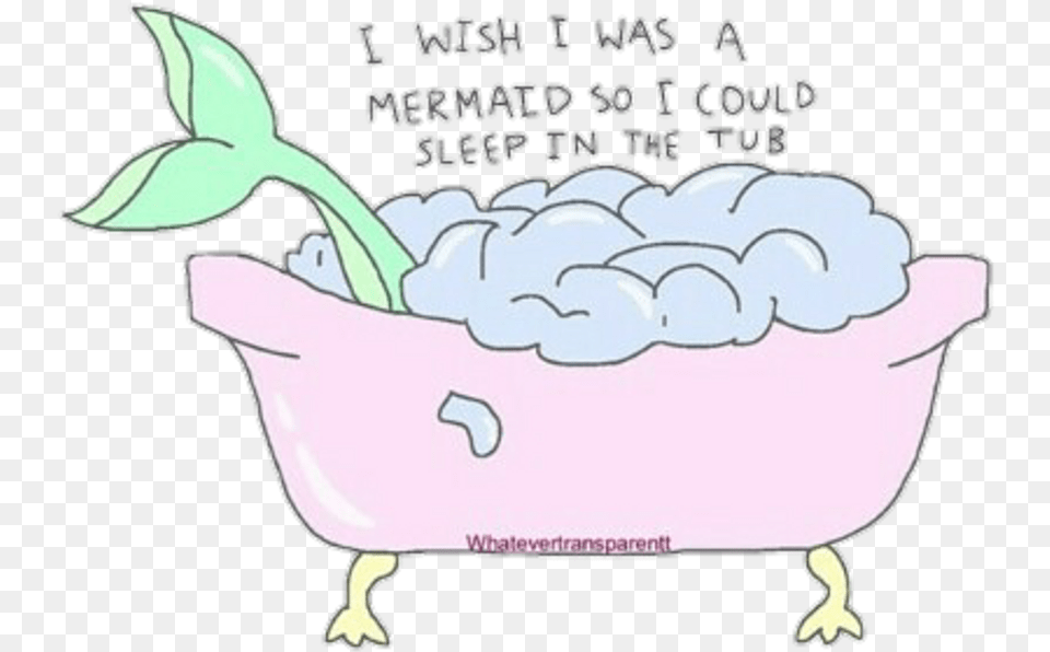 Mermaid Sticker Cartoon, Bathing, Bathtub, Person, Tub Png