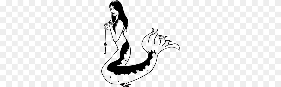 Mermaid Tail Clipart, Gray Free Png