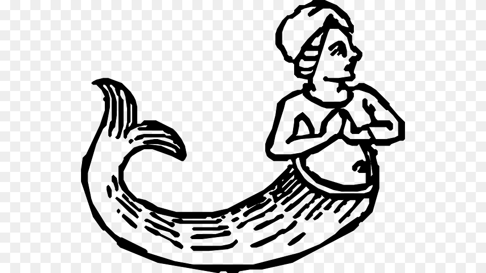 Mermaid Tail Outline Black And White Clipart Mermaids, Gray Free Png Download