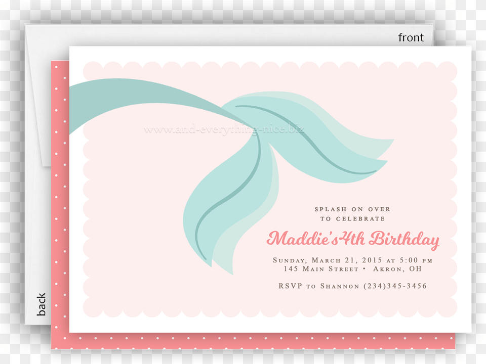 Mermaid Tail Party Invitation Baby Shower Birthday, Envelope, Mail, Greeting Card, Text Png Image